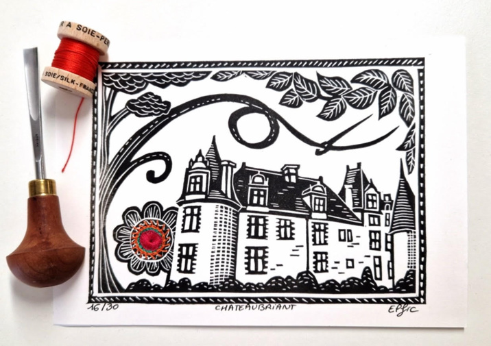 Linogravures brodées de Christèle « Elfic » Linogravures brodées de Christèle « Elfic »